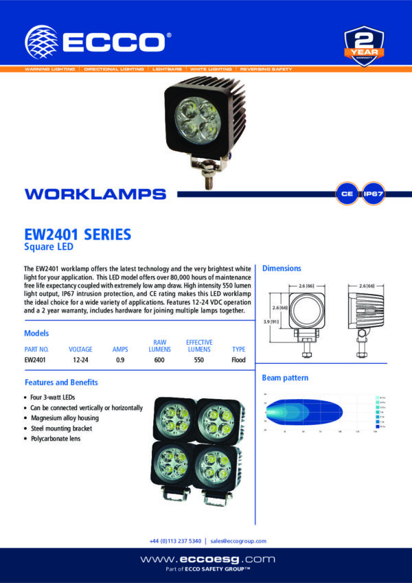 EW2401 Series Worklamp ProductDataSheet ECCO A4 pdf