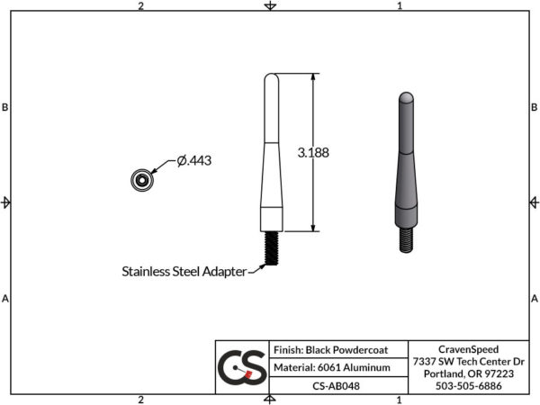 image to show scale for cs ab048 the original stubby antenna replacement for 2012 2018 ram 1500 24135.1571244575