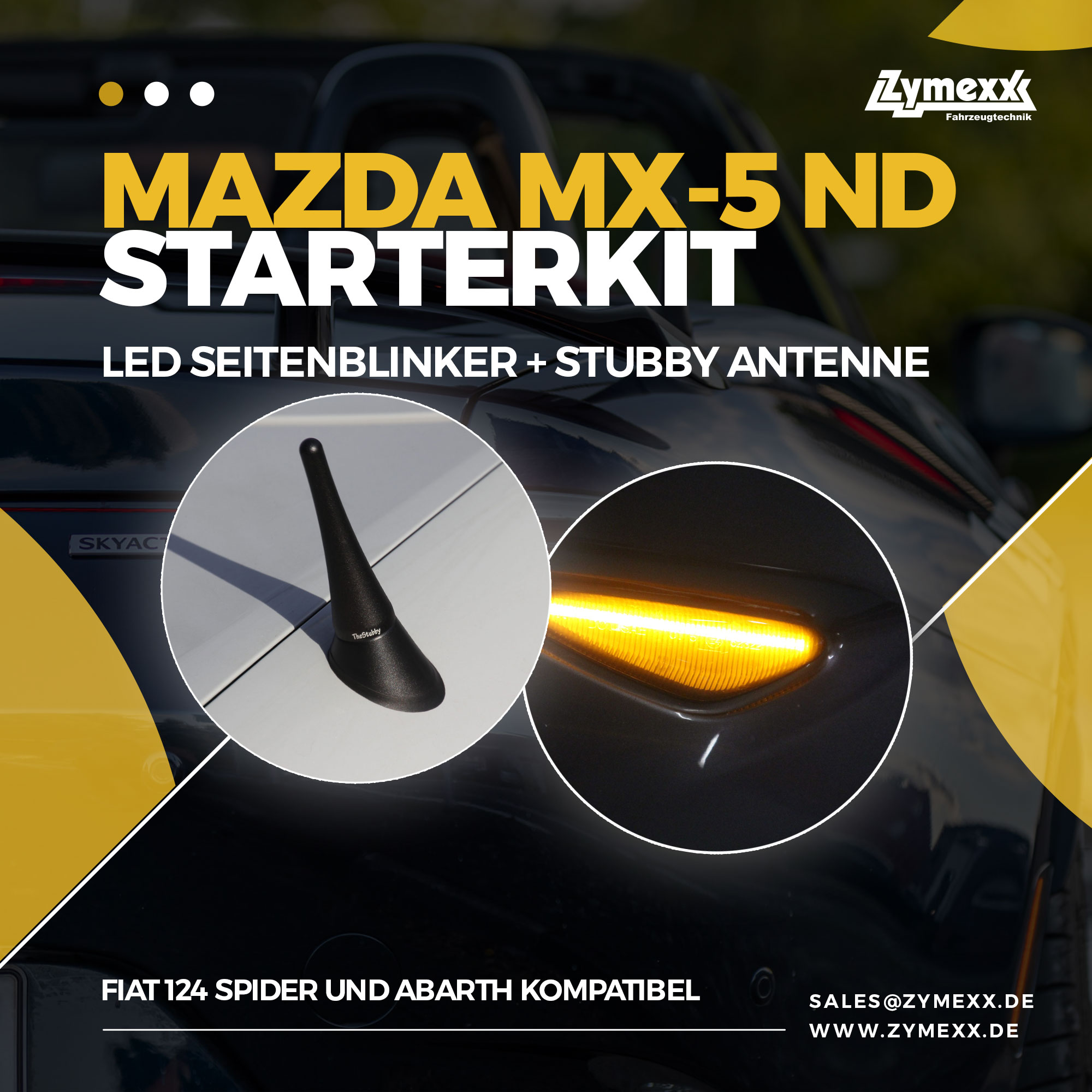Mazda MX-5 ND Starterkit – LED Seitenblinker + Stubby Antenne 1 Mazda MX-5 ND Starterkit – LED Seitenblinker + Stubby Antenne